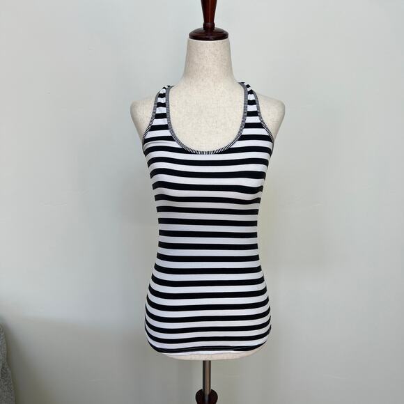 lululemon athletica Tops - LULULEMON Women's Cool Racerback In Apex Stripe Black White